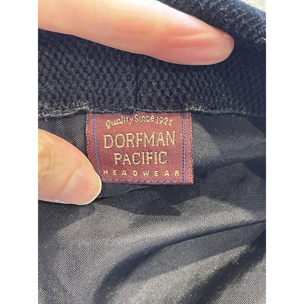 Vintage Dorfman Pacific Black Flat Newsboy Hat Cap Corduroy Lined OS - Picture 5 of 8